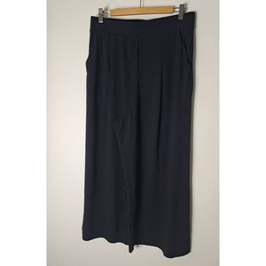 Uniqlo womens xl SOFT STRETCH hi rise wide leg navy blue pants